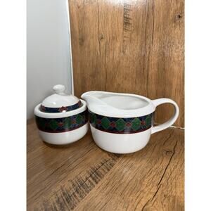 Amalfi Classic by Pfaltzgraff Sugar/cream Bowl Navy Burgundy Dark Green Design